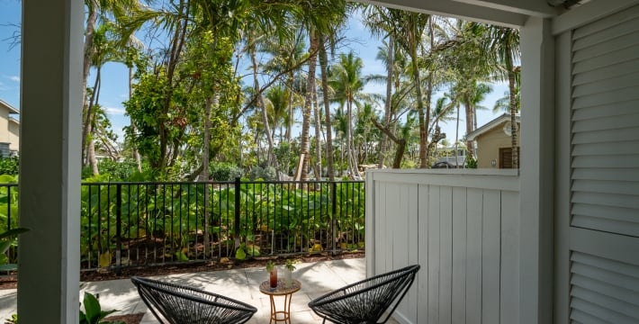 A ground level balcony at a Key West resort.