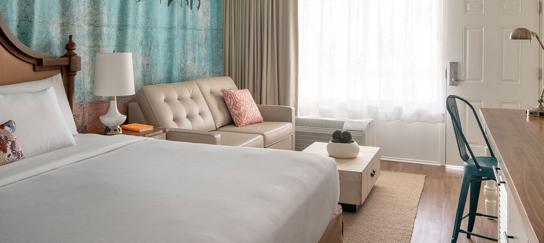 Interior view of a mobility accessible King bedroom at Havana Cabana resort
