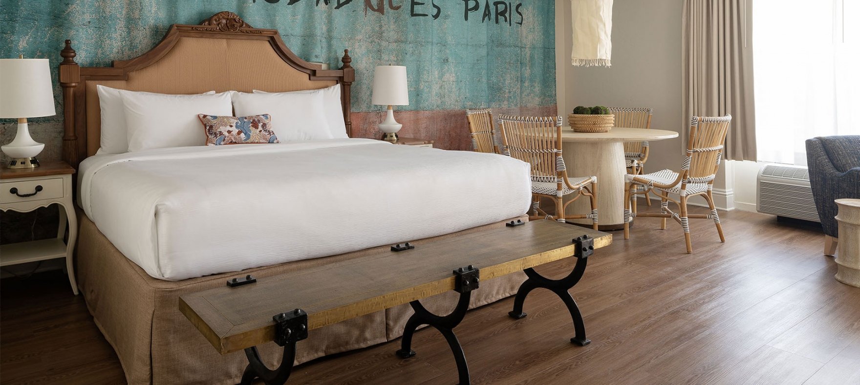 Interior view of a King Bed and 325 square foot hotel room at Havana Cabana, Key West